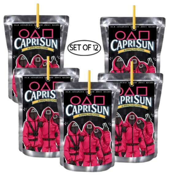 Happy Birthday Gaming Design Juice Pouche labels, Pink & Black, Set of 12 - Picture 4 of 5